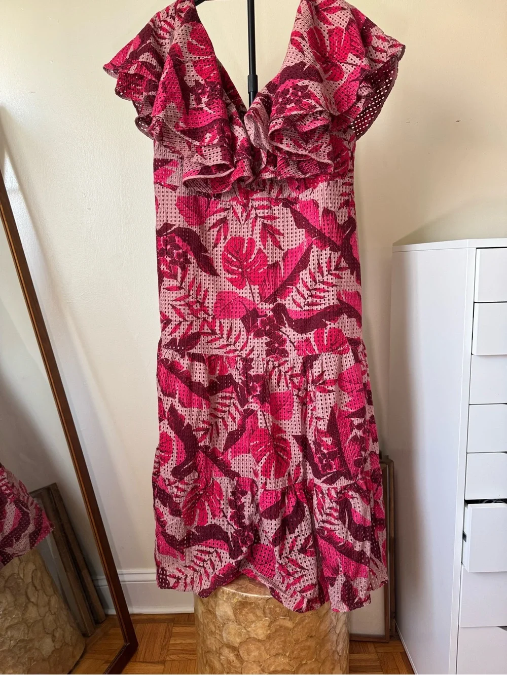 H&M Johanna Ortiz Mauve and Hot Pink Eyelet Dress - Picture 4 of 4